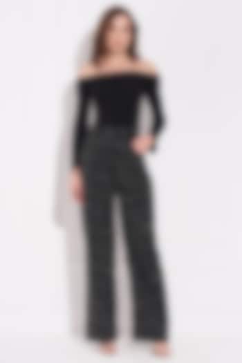 Black Denim Embellished Jeans by TORQADORN at Pernia's Pop Up Shop