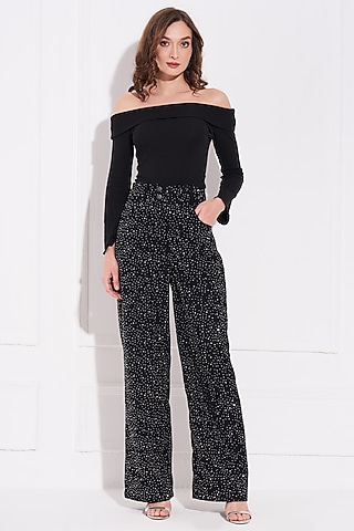 Black Denim Embellished Jeans by TORQADORN