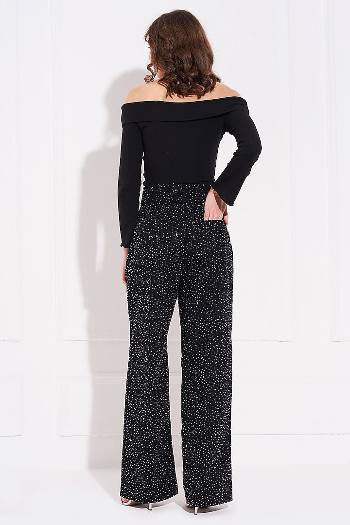 Black Denim Embellished Jeans by TORQADORN at Pernia's Pop Up Shop