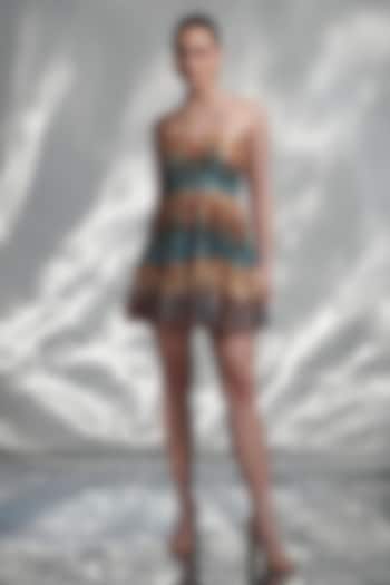 Multi-Colored Net Sequins Mini Summer Dress by TORQADORN at Pernia's Pop Up Shop