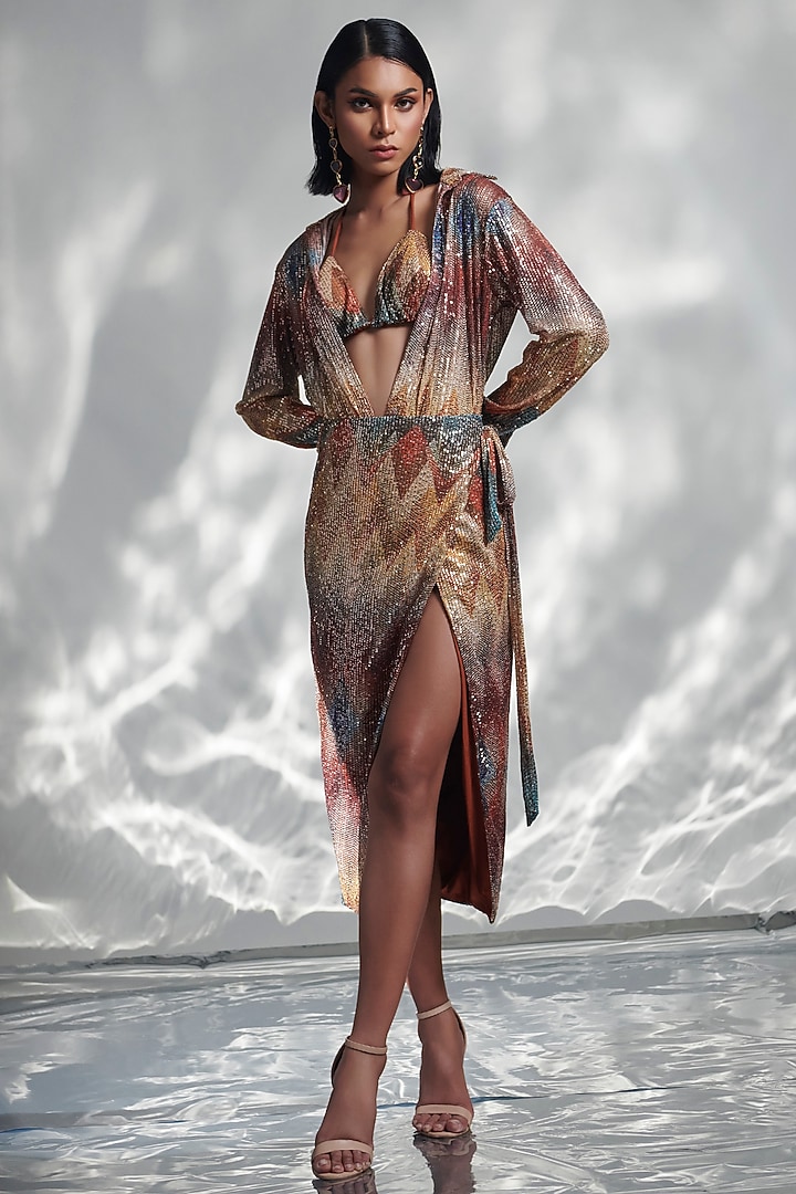 Multi-Colored Net Sequins Skirt Set by TORQADORN at Pernia's Pop Up Shop