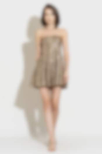 Gold Sequins Georgette Tube Summer Dress by TORQADORN at Pernia's Pop Up Shop