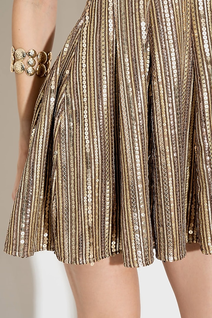 Gold Sequins Georgette Tube Summer Dress by TORQADORN at Pernia's Pop Up Shop