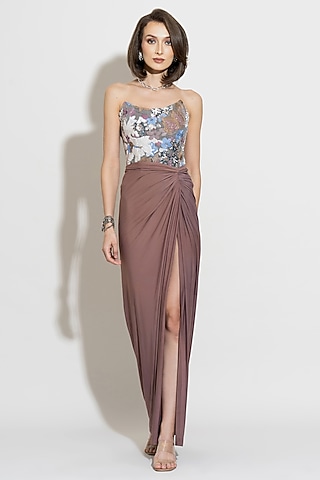Mauve Lycra Skirt Set by TORQADORN