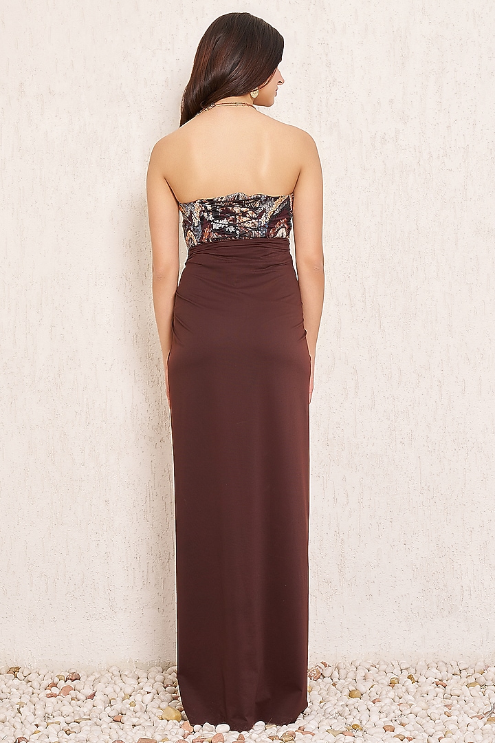 Brown Lycra Skirt Set by TORQADORN at Pernia's Pop Up Shop