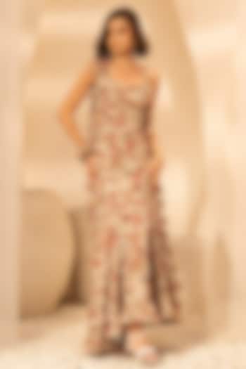 Off-White Tissue Printed Maxi Summer Dress by TORQADORN at Pernia's Pop Up Shop