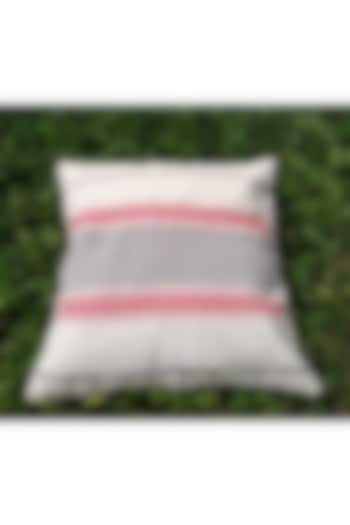 White Cotton Diamond Handwoven Cushion Cover by Toshila