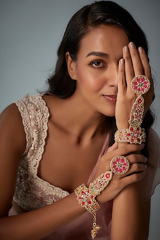 Aari & Zardosi Hand Embroidered Hand Harness (Set Of 2) by TONOTO