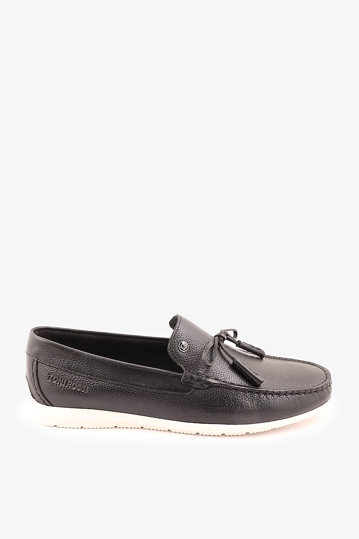 Black Leather Loafers by TONI ROSSI MEN