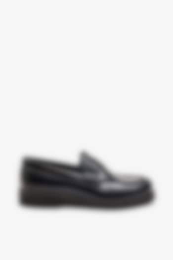 Black Leather Loafers by TONI ROSSI MEN