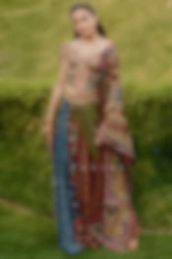 Multi-Colored Silk Digital Printed & Embroidered Dhoti Set by TORANI at Pernia's Pop Up Shop