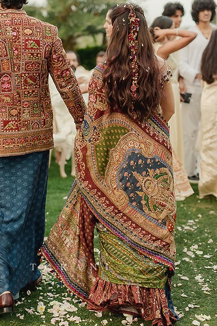 Multi-Colored Silk Digital Printed & Embroidered Dhoti Set by TORANI at Pernia's Pop Up Shop