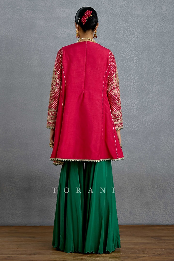 Emerald Green Jeni Silk & Chiffon Bridal Sharara Set by TORANI at Pernia's Pop Up Shop