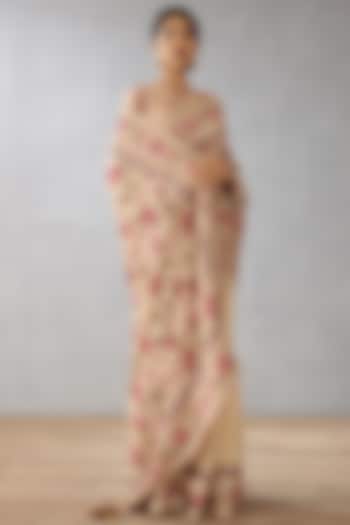 Musk Beige Digital Printed Party Wear Saree by TORANI at Pernia's Pop Up Shop