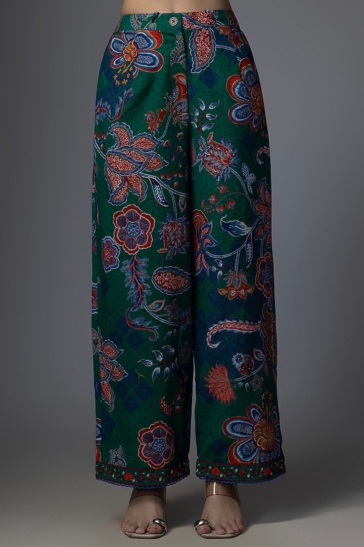Blue & Green Silk Floral Digital Printed Co-Ord Set by TORANI at Pernia's Pop Up Shop