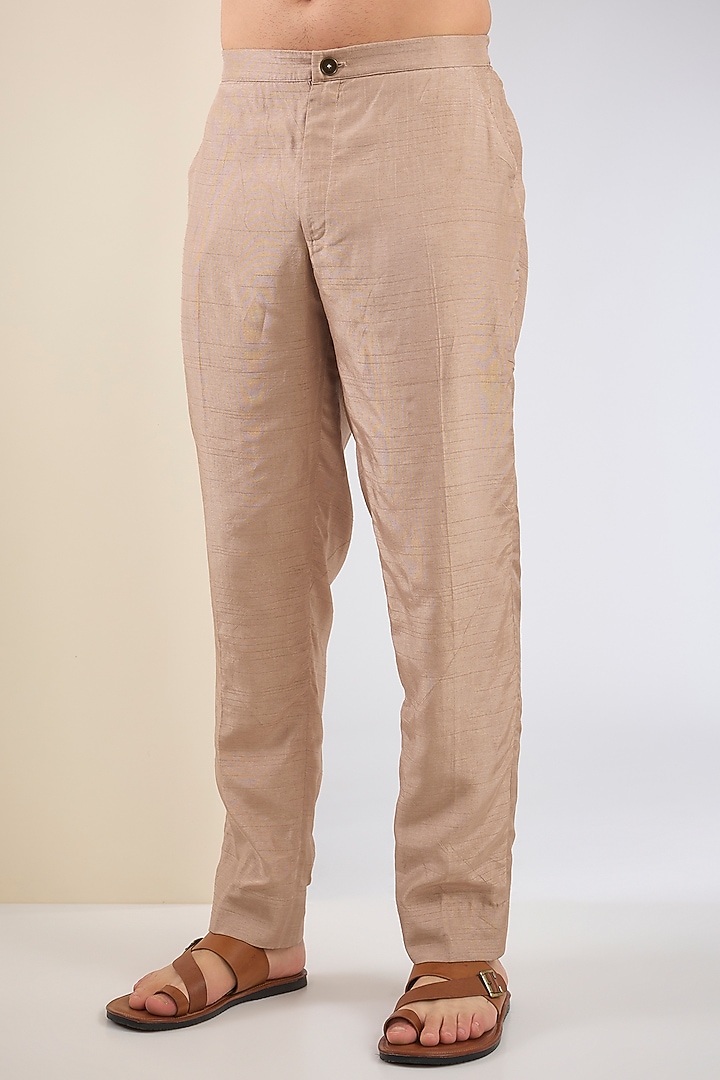 Mauve Cotton Silk & Slub Silk Embroidered Kurta Set by Torani Men at Pernia's Pop Up Shop