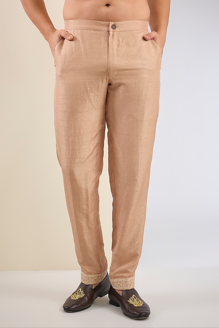 Mauve Cotton Silk & Slub Silk Embroidered Kurta Set by Torani Men at Pernia's Pop Up Shop