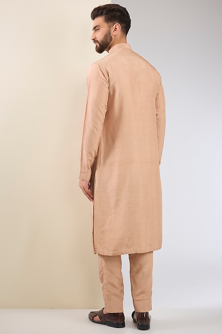 Mauve Cotton Silk & Slub Silk Embroidered Groom Sherwani Set by Torani Men at Pernia's Pop Up Shop