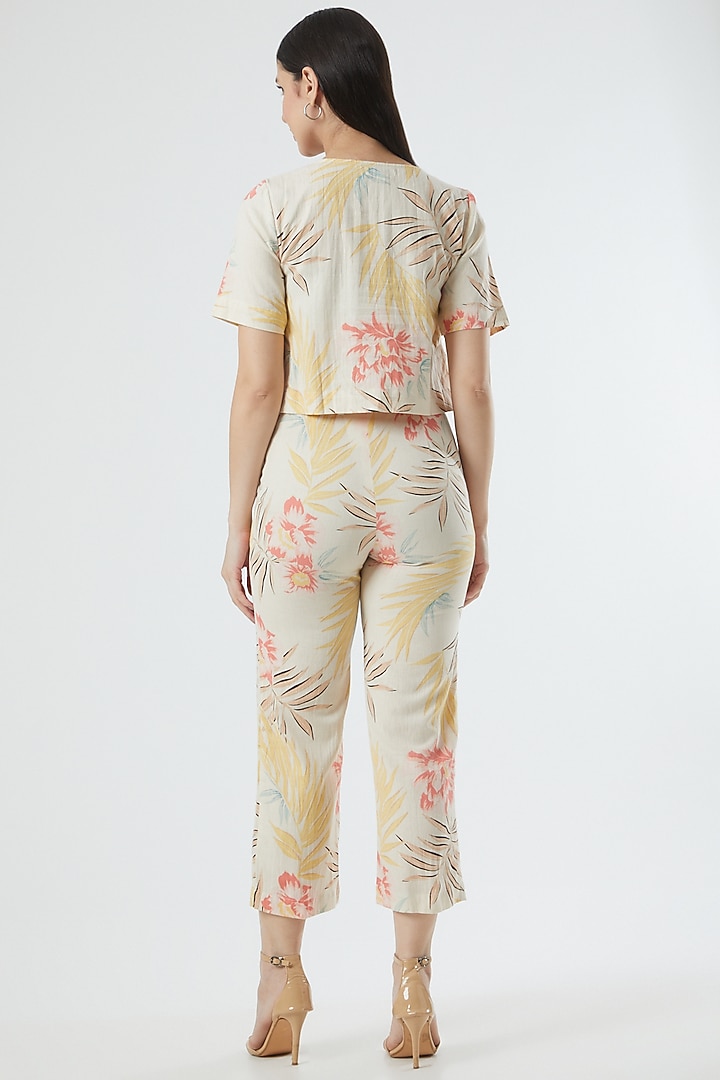 Beige Floral Printed Co-Ord Set by Three Piece Company at Pernia's Pop Up Shop