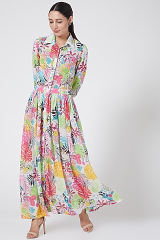 Multi Colored Maxi Shirt Dress by Three Piece Company