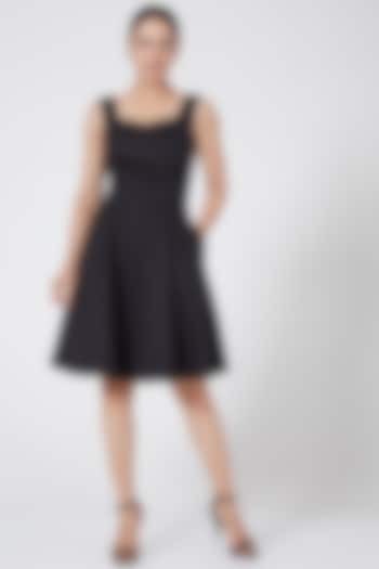 Black Cotton Satin Dress by Three Piece Company