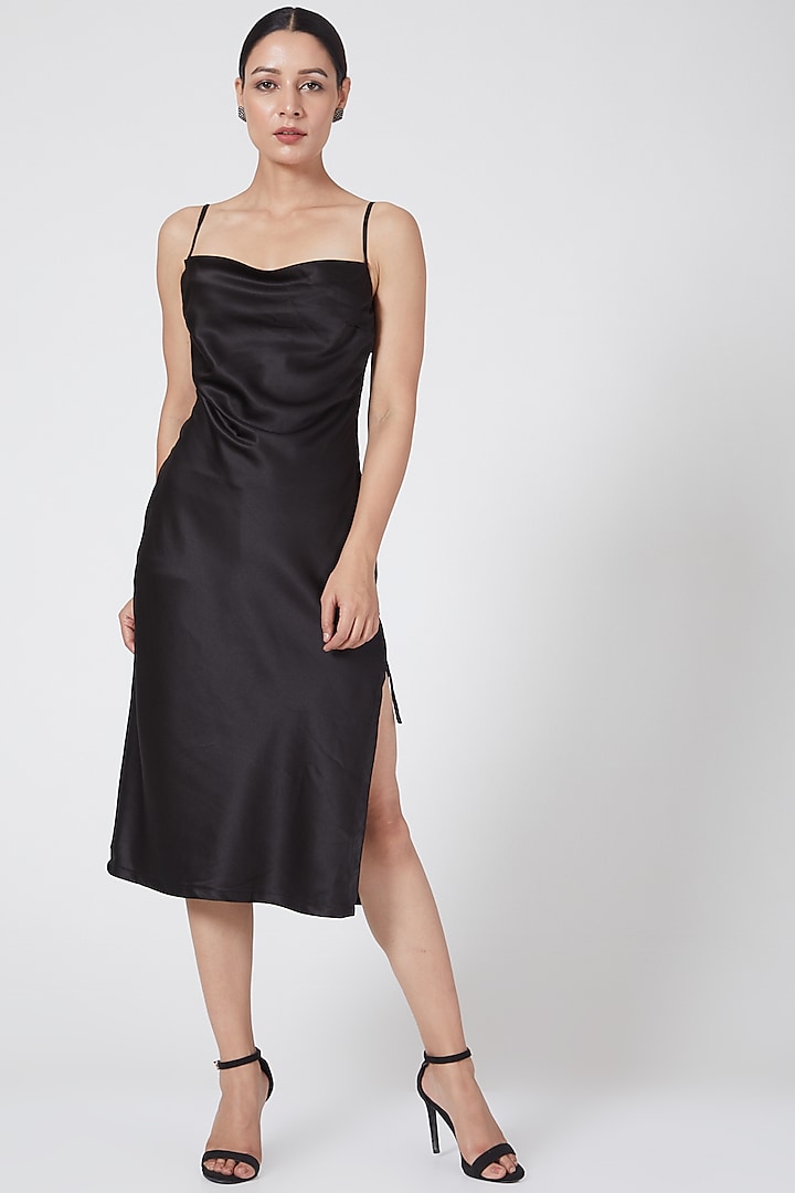 Black Satin Slip Dress by Three Piece Company