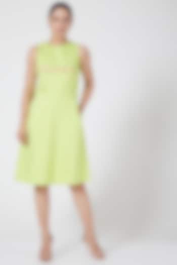 Acid Green Embroidered Dress by Three Piece Company