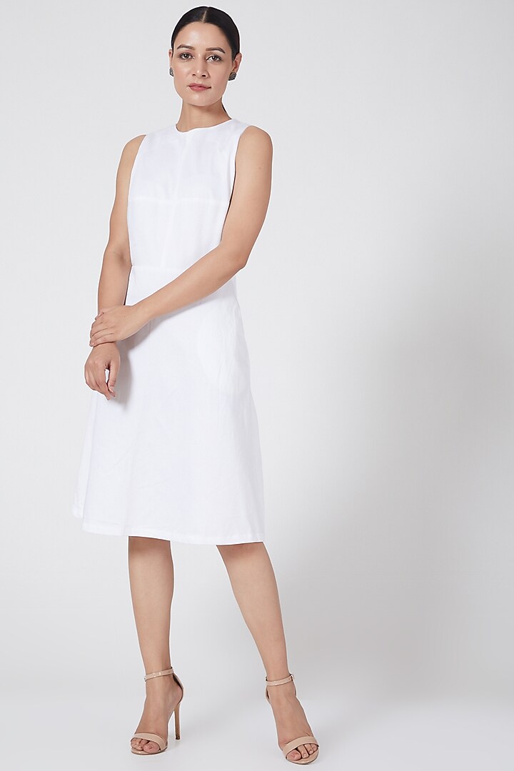 White A-Line Dress by Three Piece Company