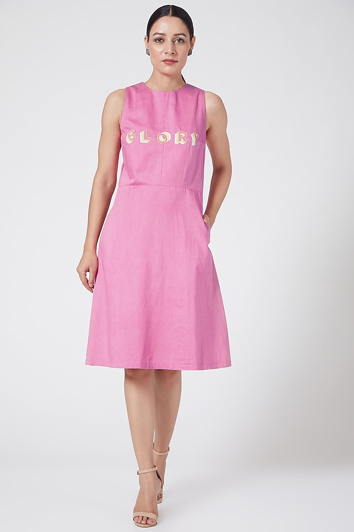 Pink Embroidered Dress by Three Piece Company