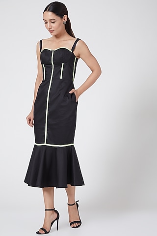 Black Corset Strap Dress by Three Piece Company