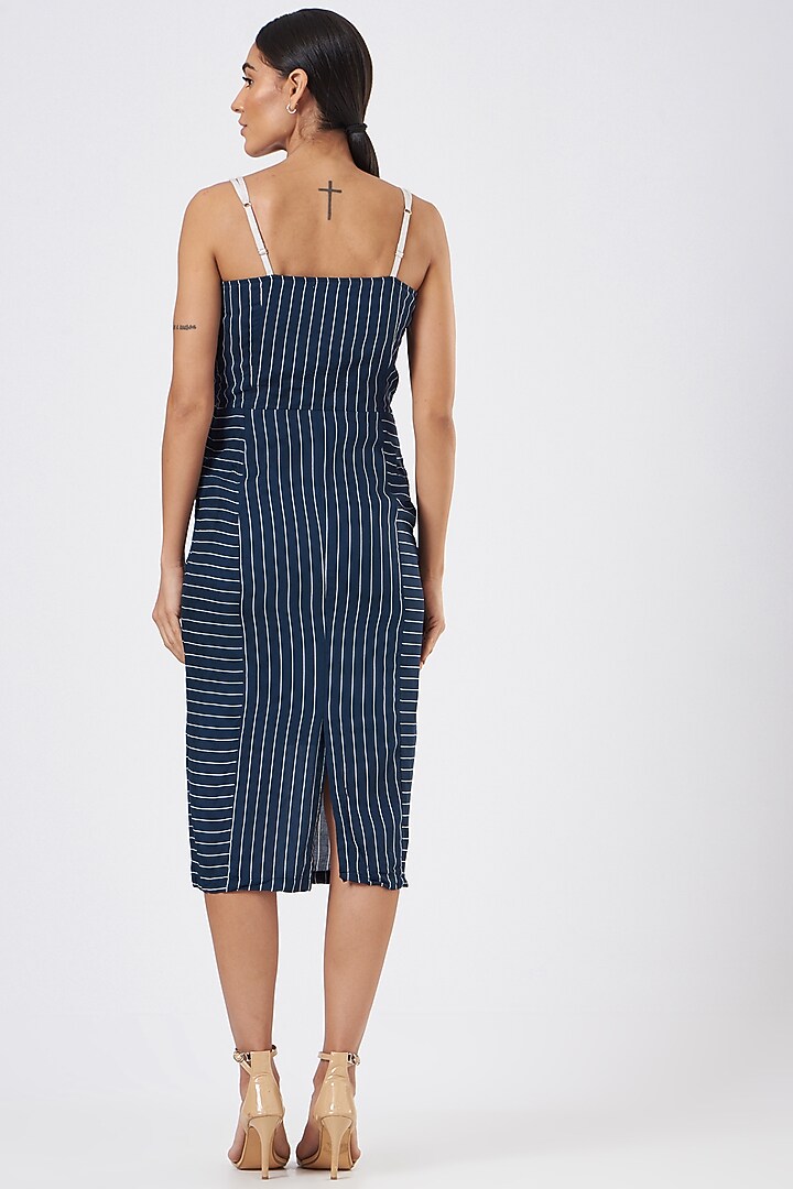 Blue Rayon Striped Summer Dress by Three Piece Company at Pernia's Pop Up Shop