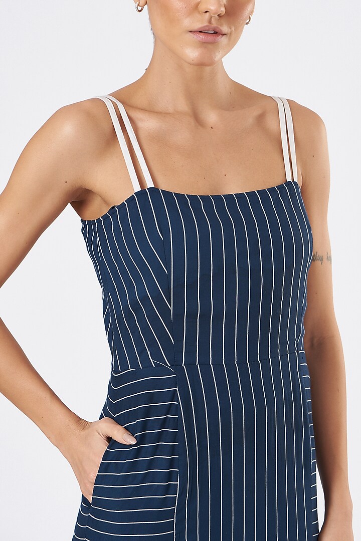 Blue Rayon Striped Summer Dress by Three Piece Company at Pernia's Pop Up Shop
