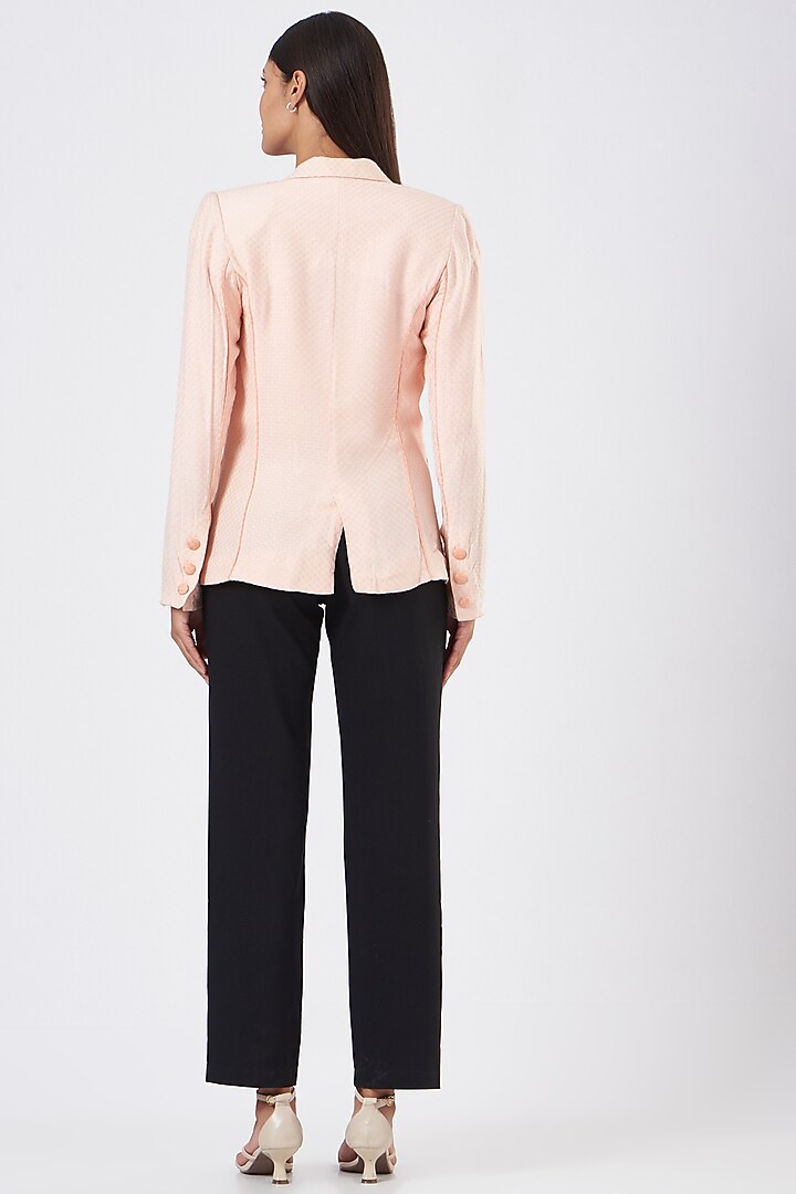 Light Peach Rayon Polyester Blazer by Three Piece Company at Pernia's Pop Up Shop