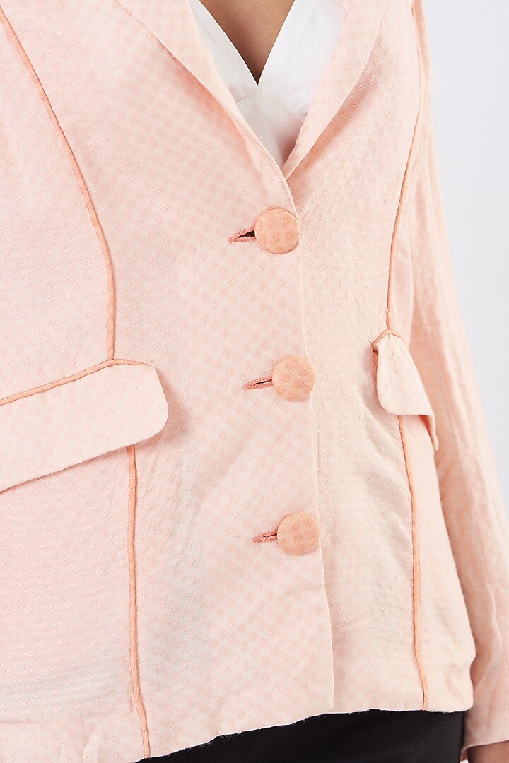 Light Peach Rayon Polyester Blazer by Three Piece Company at Pernia's Pop Up Shop