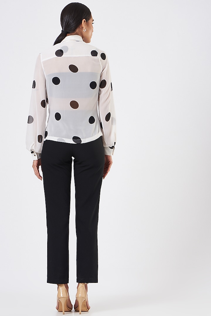White Polka Dot Printed Shirt by Three Piece Company at Pernia's Pop Up Shop