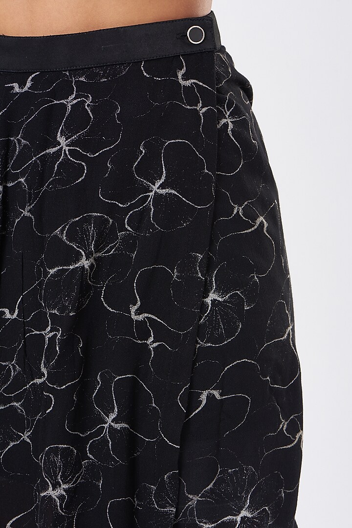 Black Floral Printed Skirt by Three Piece Company at Pernia's Pop Up Shop