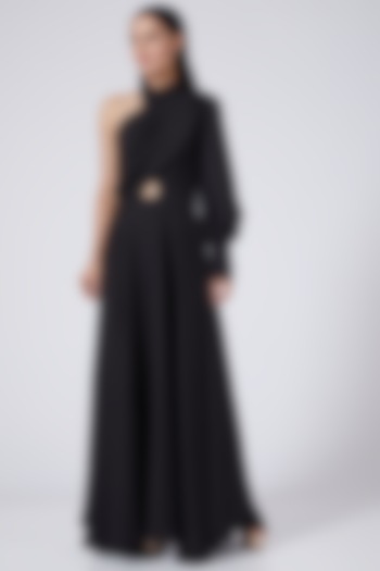 Black One Shoulder Maxi Dress by Three Piece Company