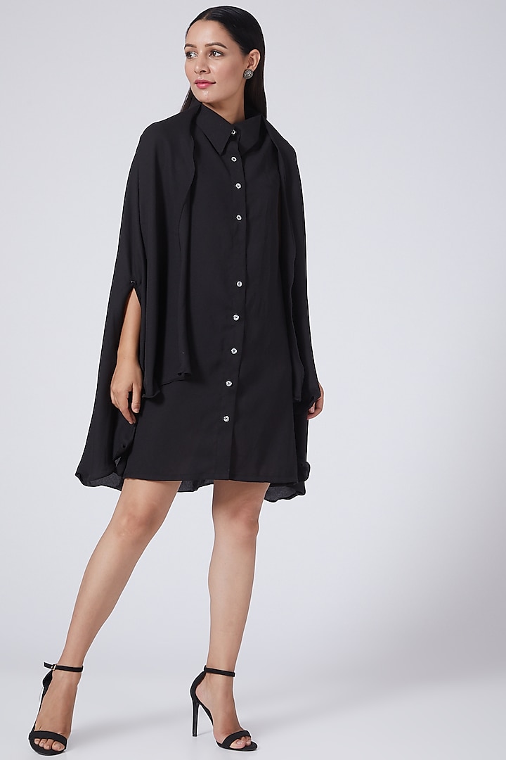 Black A-Line Shirt Dress by Three Piece Company