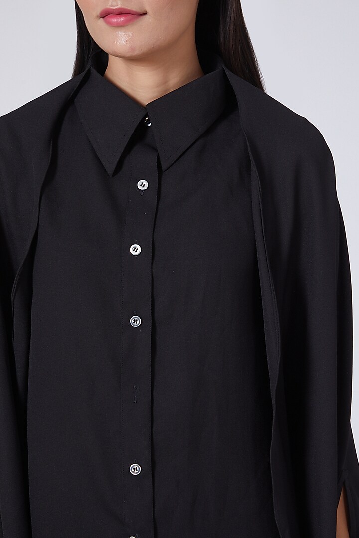 Black A-Line Shirt Dress by Three Piece Company at Pernia's Pop Up Shop