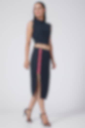 Midnight Blue Tie-Up Crop Top by Three Piece Company at Pernia's Pop Up Shop