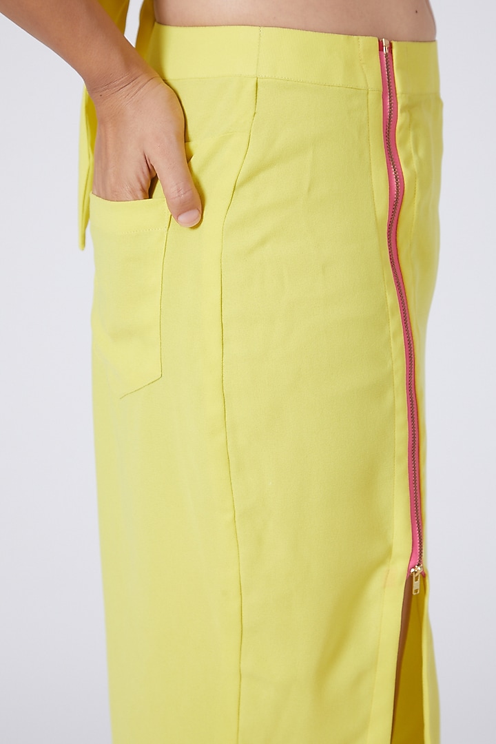 Yellow Pencil Skirt With Slit by Three Piece Company at Pernia's Pop Up Shop