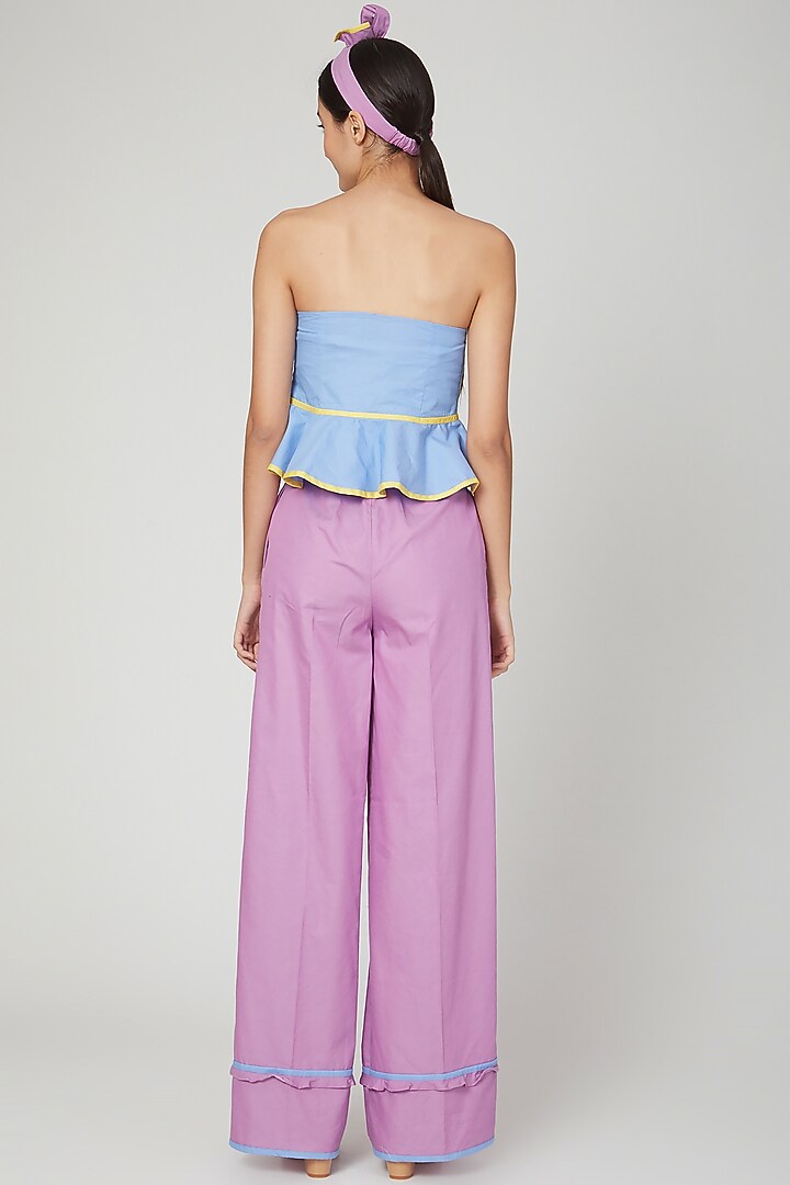 Sky Blue Peplum Bustier Top by Three Piece Company at Pernia's Pop Up Shop
