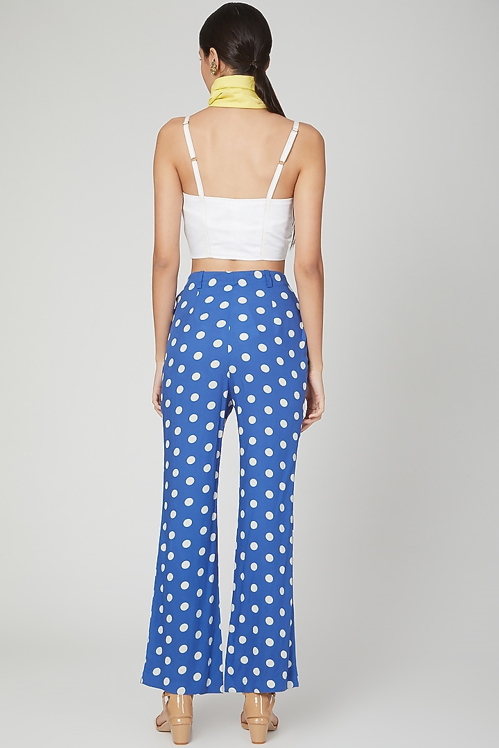 Blue & White Straight Fit Trousers by Three Piece Company at Pernia's Pop Up Shop