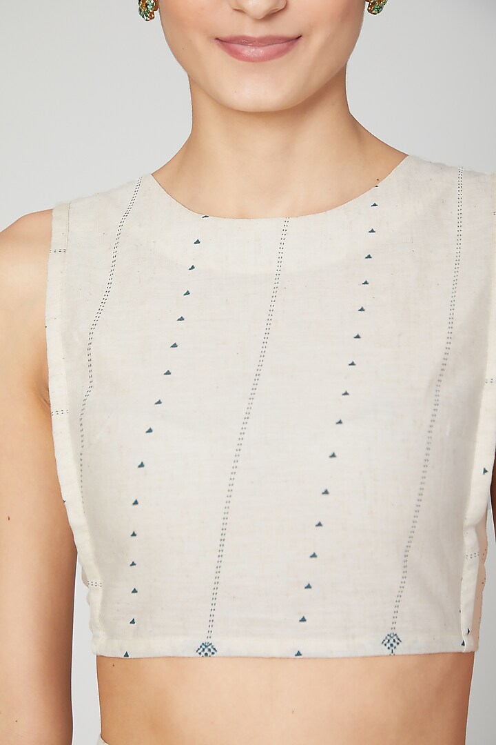 White Block Printed Flared Pants by Three Piece Company at Pernia's Pop Up Shop