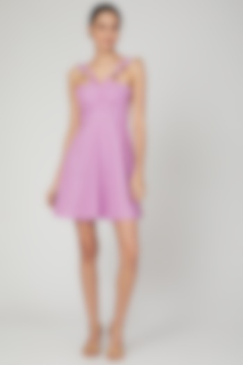 Lilac Mini Dress With Ruffled Straps by Three Piece Company