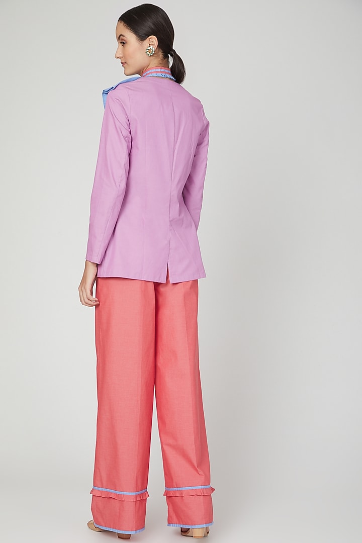 Rose Pink Mid Waist Flared Pants by Three Piece Company at Pernia's Pop Up Shop