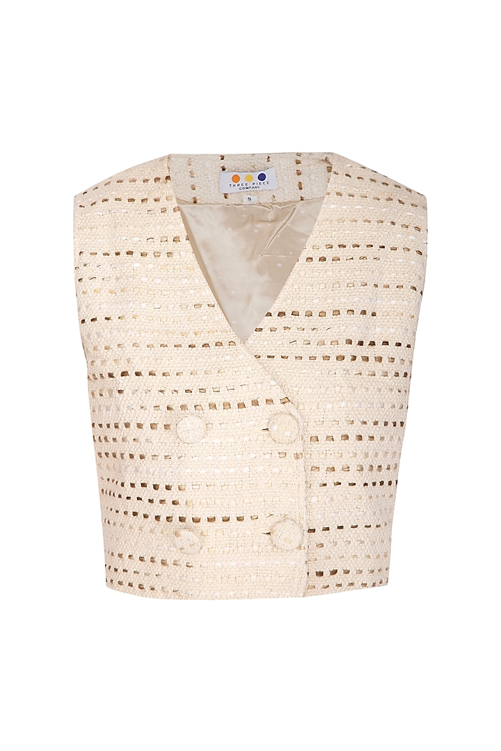 Cream Double Breasted Waistcoat by Three Piece Company at Pernia's Pop Up Shop