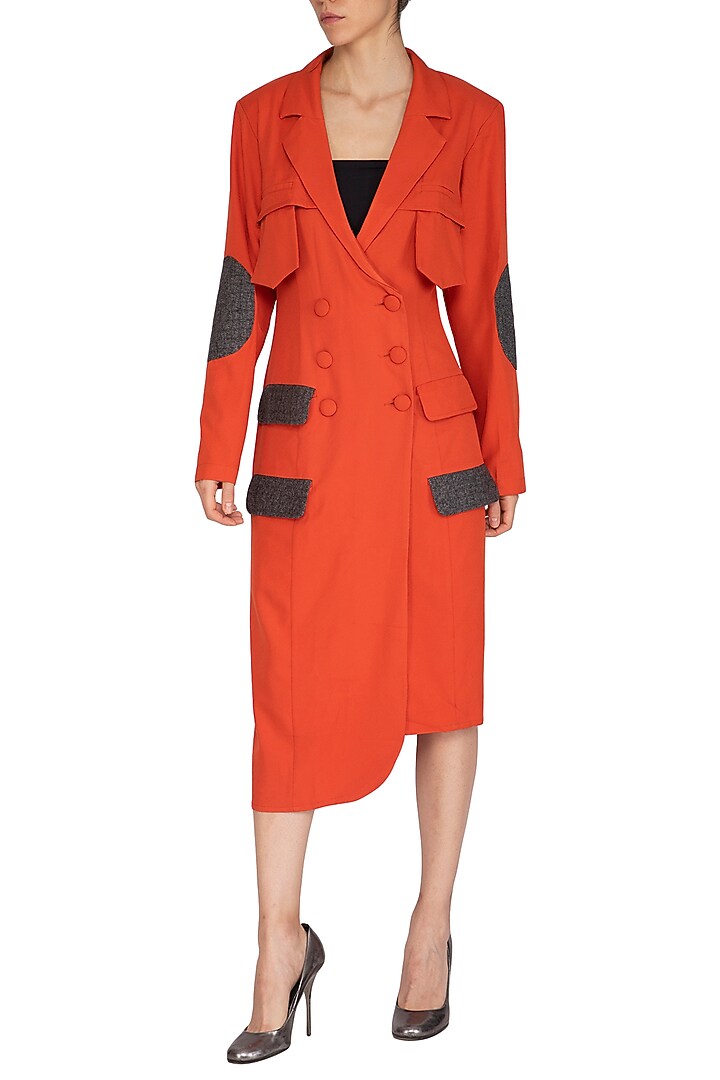 Burnt Orange Double Breasted Blazer Summer Dress by Three Piece Company at Pernia's Pop Up Shop