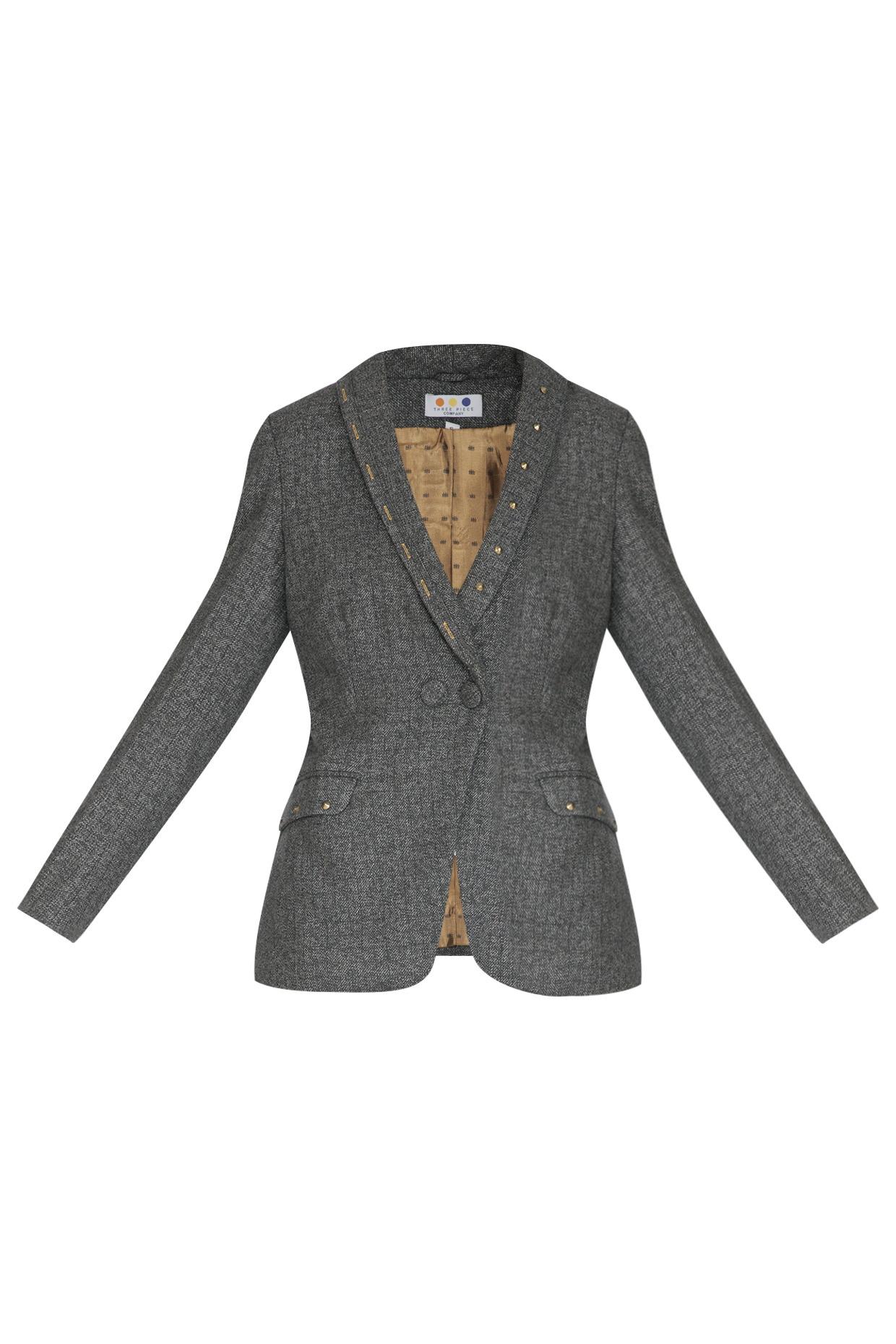 Slate Grey Shawl Collared Blazer by Three Piece Company at Pernia's Pop Up Shop