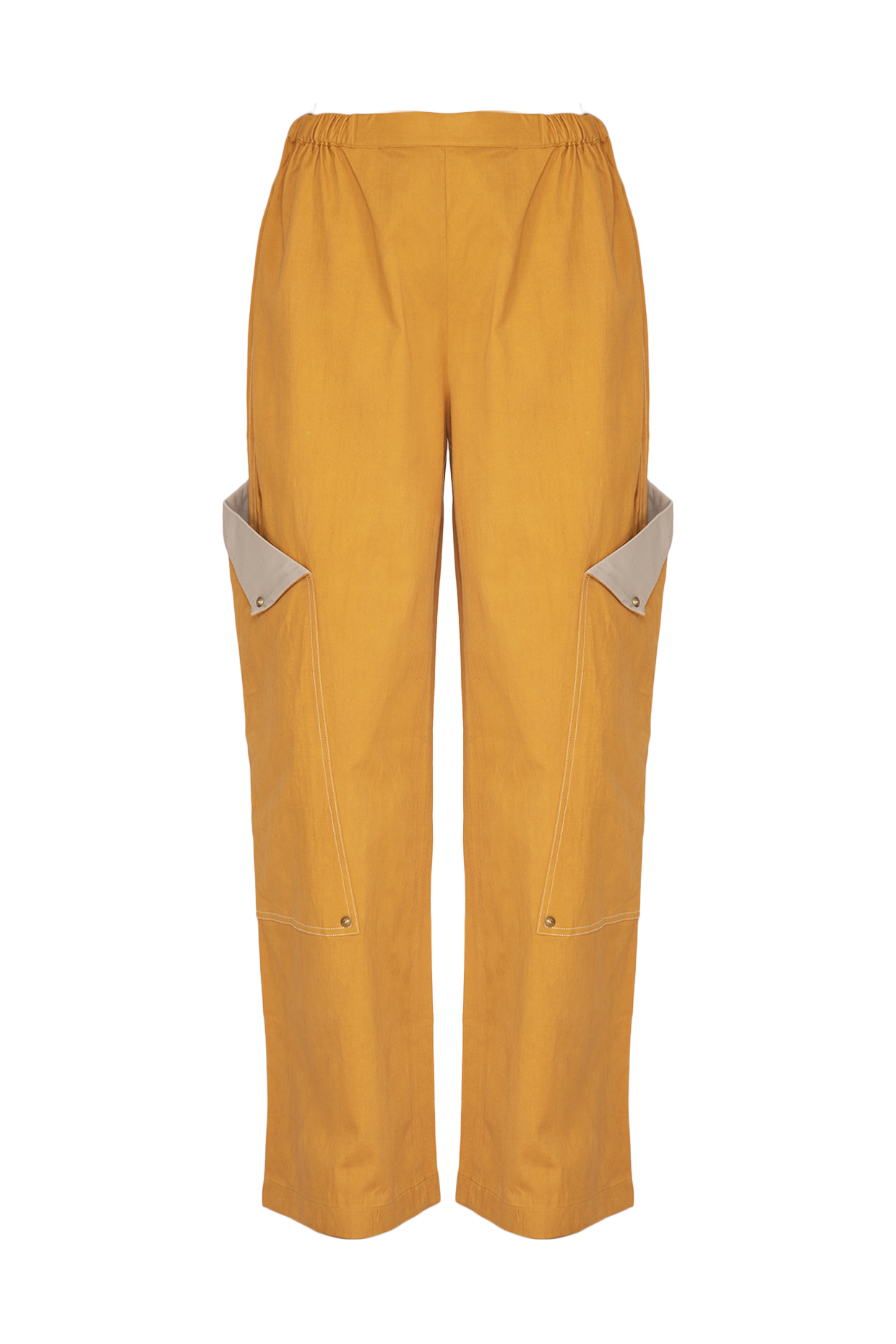 Ochre Pants With Exaggerated Pockets by Three Piece Company at Pernia's Pop Up Shop